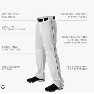 new youth baseball pants size large